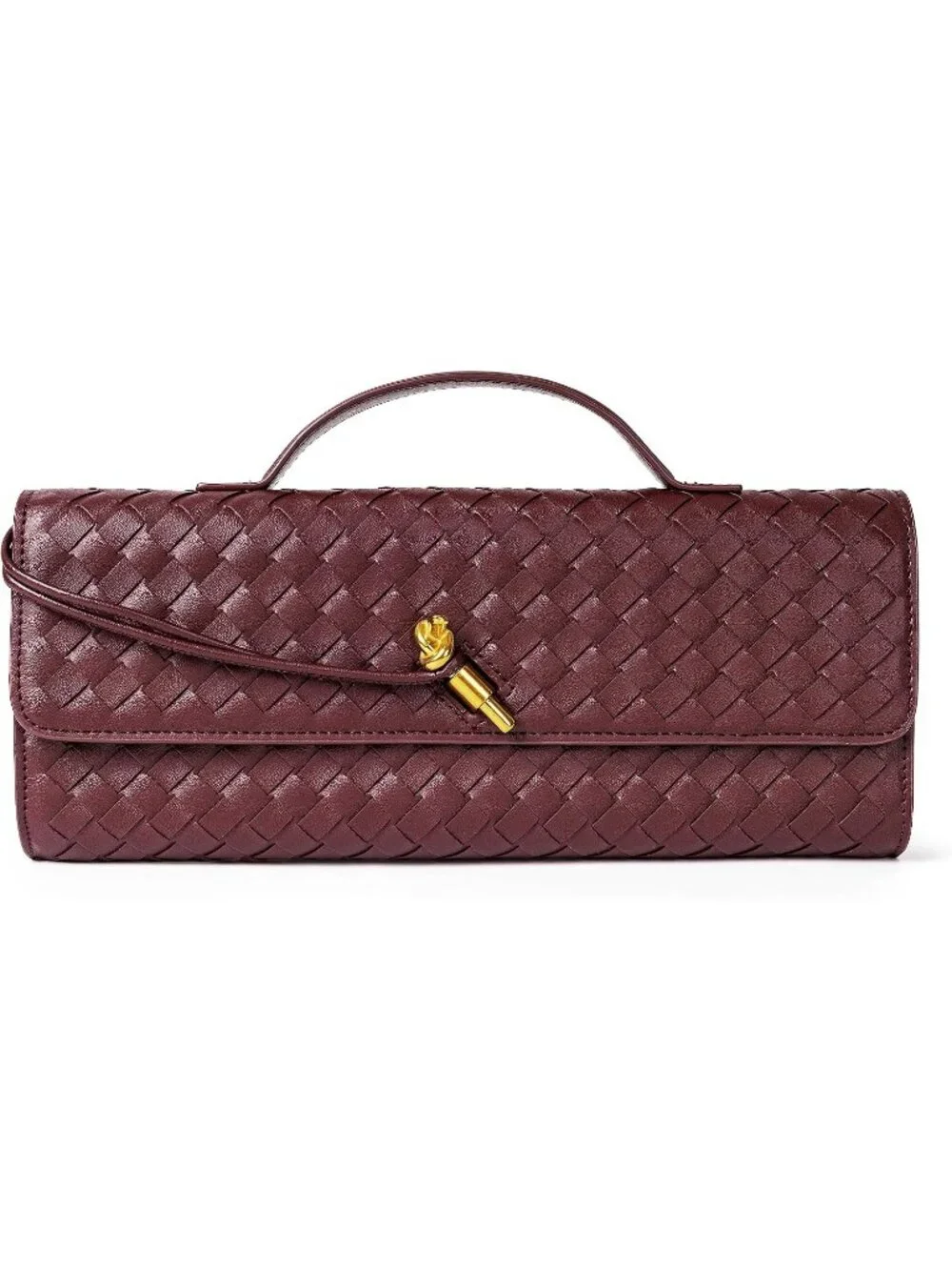 Women Wine Woven Vegan Leather Clutch Purse Formal Evening Crossbody Bag